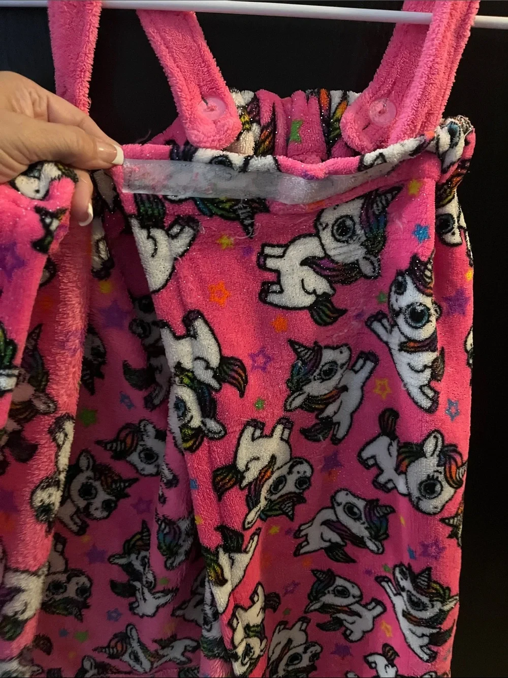 Girls' Pink Unicorn Print Terry towel wrap